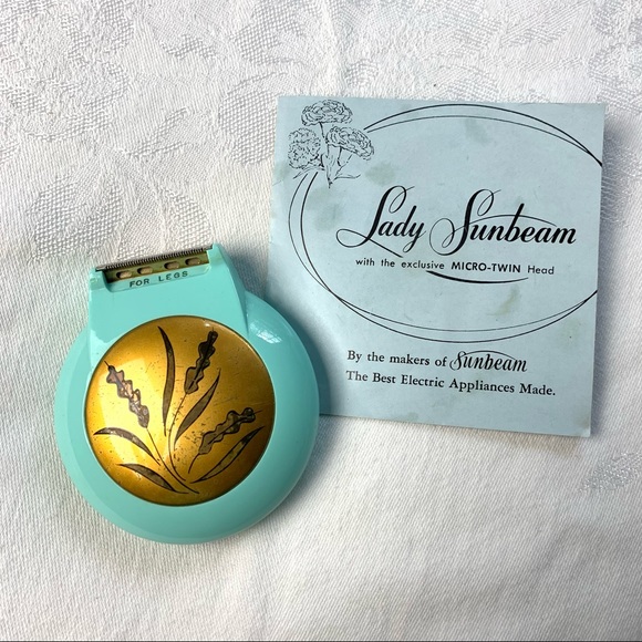 Vintage Beauty Lady Sunbeam electric razor Model LS Turquoise Shavemaster in box - Picture 7 of 10